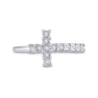 Sterling Silver Round Diamond Cross Cluster Ring 1/20 Cttw - Splendid Jewellery
