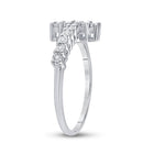 Sterling Silver Round Diamond Cross Cluster Ring 1/20 Cttw - Splendid Jewellery