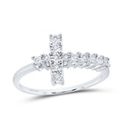 Sterling Silver Round Diamond Cross Cluster Ring 1/20 Cttw - Splendid Jewellery