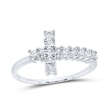 Load image into Gallery viewer, Sterling Silver Round Diamond Cross Cluster Ring 1/20 Cttw - Splendid Jewellery