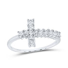 Sterling Silver Round Diamond Cross Cluster Ring 1/20 Cttw - Splendid Jewellery