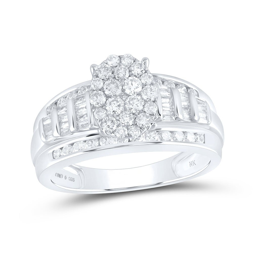 Sterling Silver Round Diamond Designer Ring 1 Cttw - Splendid Jewellery