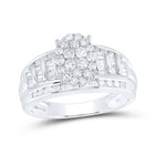 Sterling Silver Round Diamond Designer Ring 1 Cttw - Splendid Jewellery