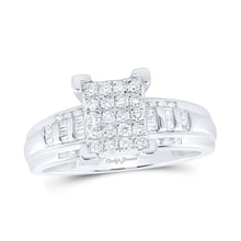 Load image into Gallery viewer, Sterling Silver Round Diamond Designer Ring 1/2 Cttw - Splendid Jewellery