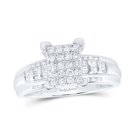 Sterling Silver Round Diamond Designer Ring 1/2 Cttw - Splendid Jewellery