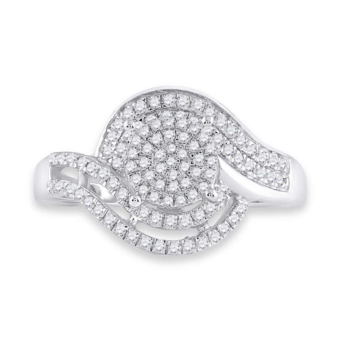 Sterling Silver Round Diamond Designer Ring 1/2 Cttw - Splendid Jewellery