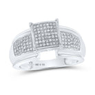 Sterling Silver Round Diamond Elevated Square Cluster Bridal Wedding Engagement Ring 1/3 Cttw - Splendid Jewellery