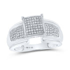 Sterling Silver Round Diamond Elevated Square Cluster Bridal Wedding Engagement Ring 1/3 Cttw - Splendid Jewellery