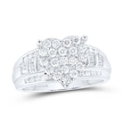 Sterling Silver Round Diamond Fashion Heart Ring 1 Cttw - Splendid Jewellery
