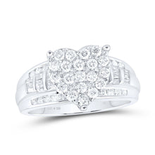 Load image into Gallery viewer, Sterling Silver Round Diamond Fashion Heart Ring 1 Cttw - Splendid Jewellery