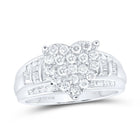 Sterling Silver Round Diamond Fashion Heart Ring 1 Cttw - Splendid Jewellery