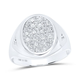 Sterling Silver Round Diamond Fashion Mens Ring 1/6 Cttw - Splendid Jewellery