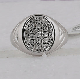 Sterling Silver Round Diamond Fashion Mens Ring 1/6 Cttw - Splendid Jewellery