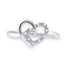 Sterling Silver Round Diamond Gift Heart Ring 1/20 Cttw - Splendid Jewellery