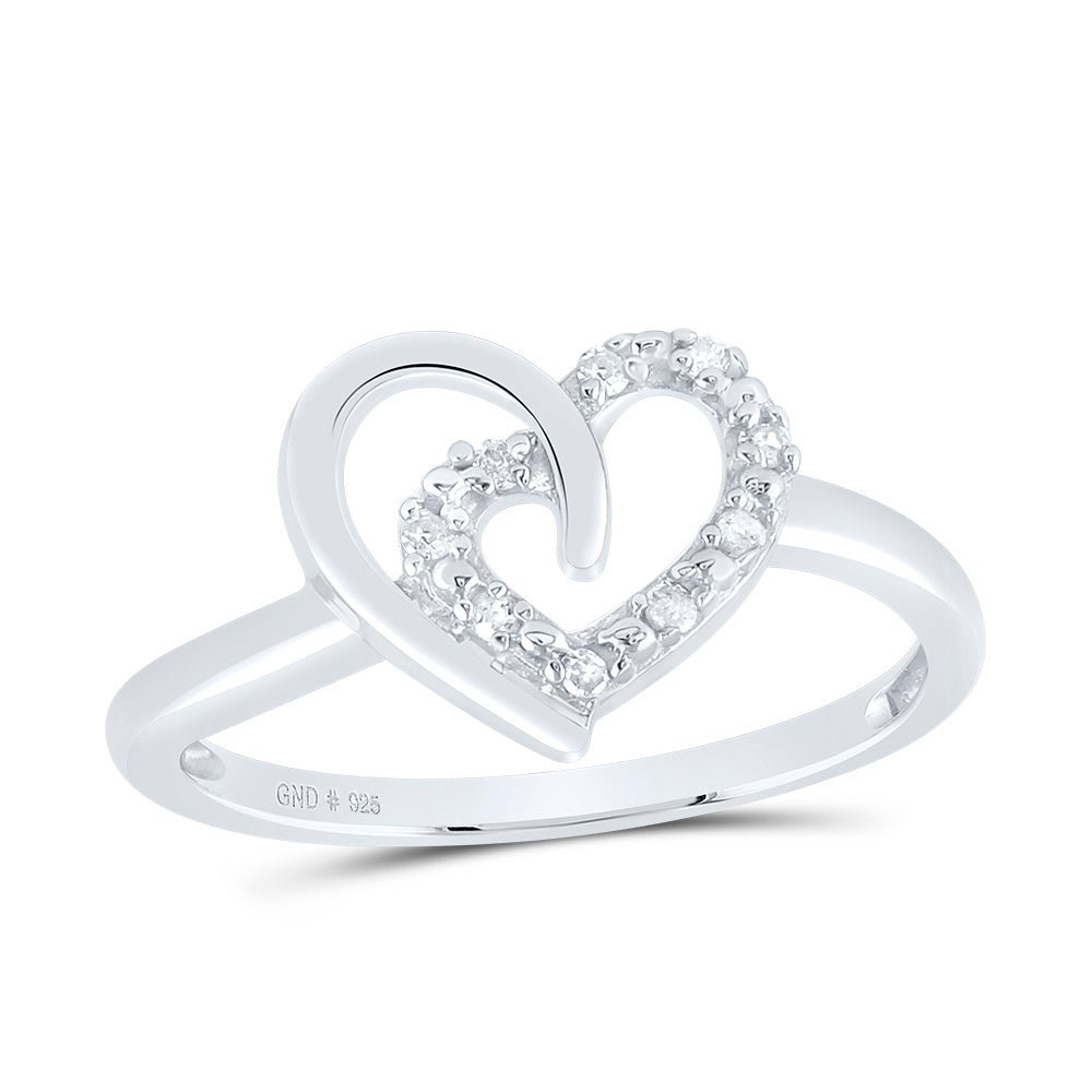 Sterling Silver Round Diamond Gift Heart Ring 1/20 Cttw - Splendid Jewellery