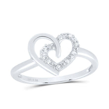 Load image into Gallery viewer, Sterling Silver Round Diamond Gift Heart Ring 1/20 Cttw - Splendid Jewellery