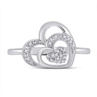 Sterling Silver Round Diamond Gift Heart Ring 1/20 Cttw - Splendid Jewellery