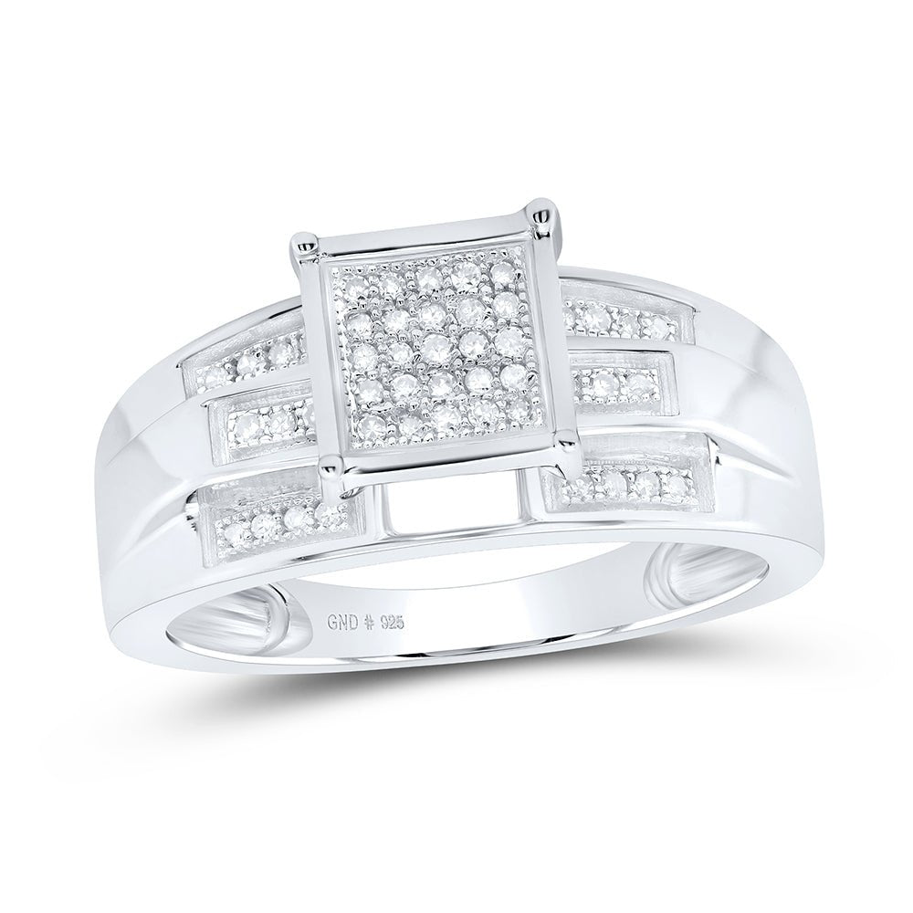 Sterling Silver Round Diamond Gift Micro Pave Ring 1/8 Cttw - Splendid Jewellery