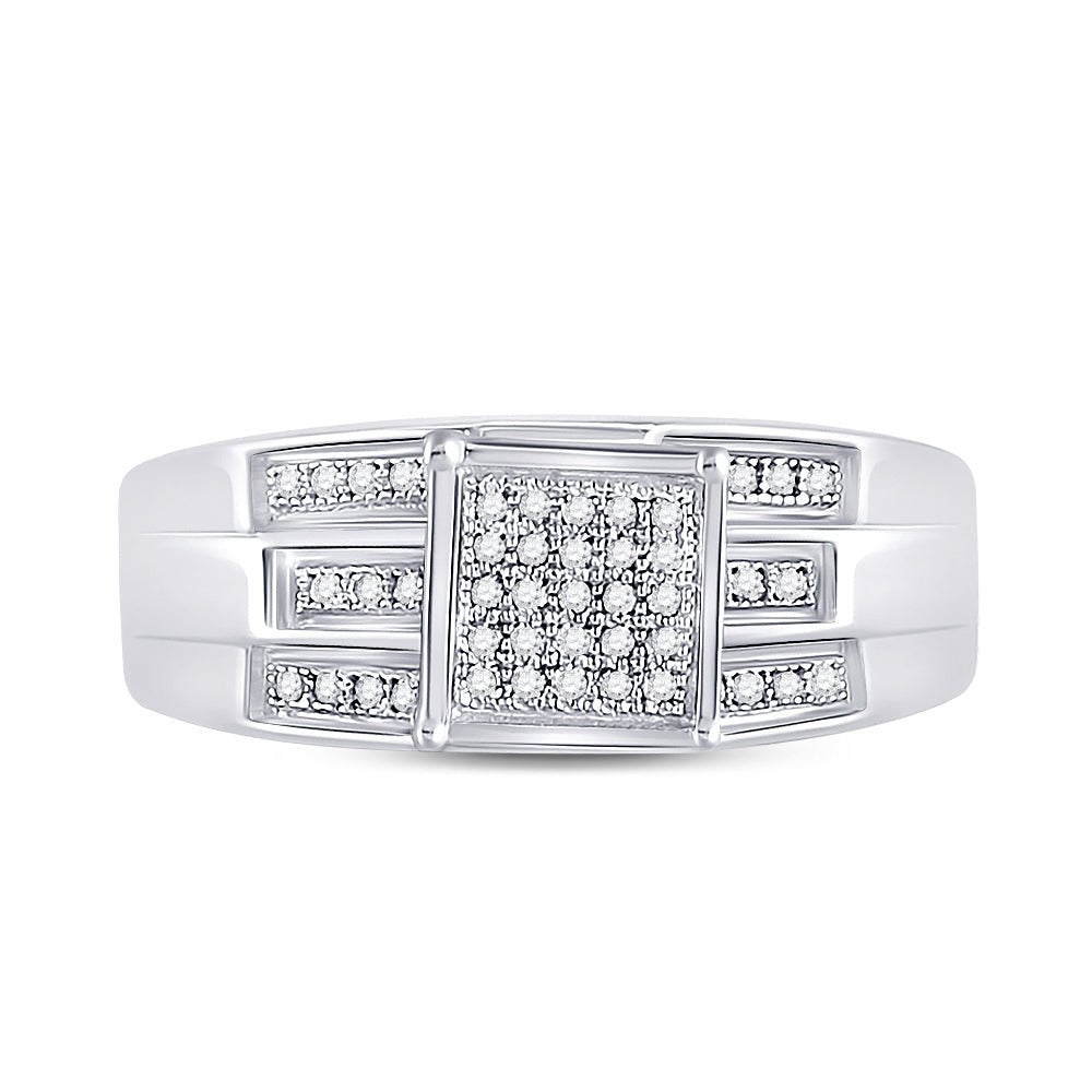 Sterling Silver Round Diamond Gift Micro Pave Ring 1/8 Cttw - Splendid Jewellery