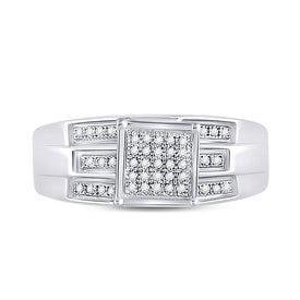 Sterling Silver Round Diamond Gift Micro Pave Ring 1/8 Cttw - Splendid Jewellery