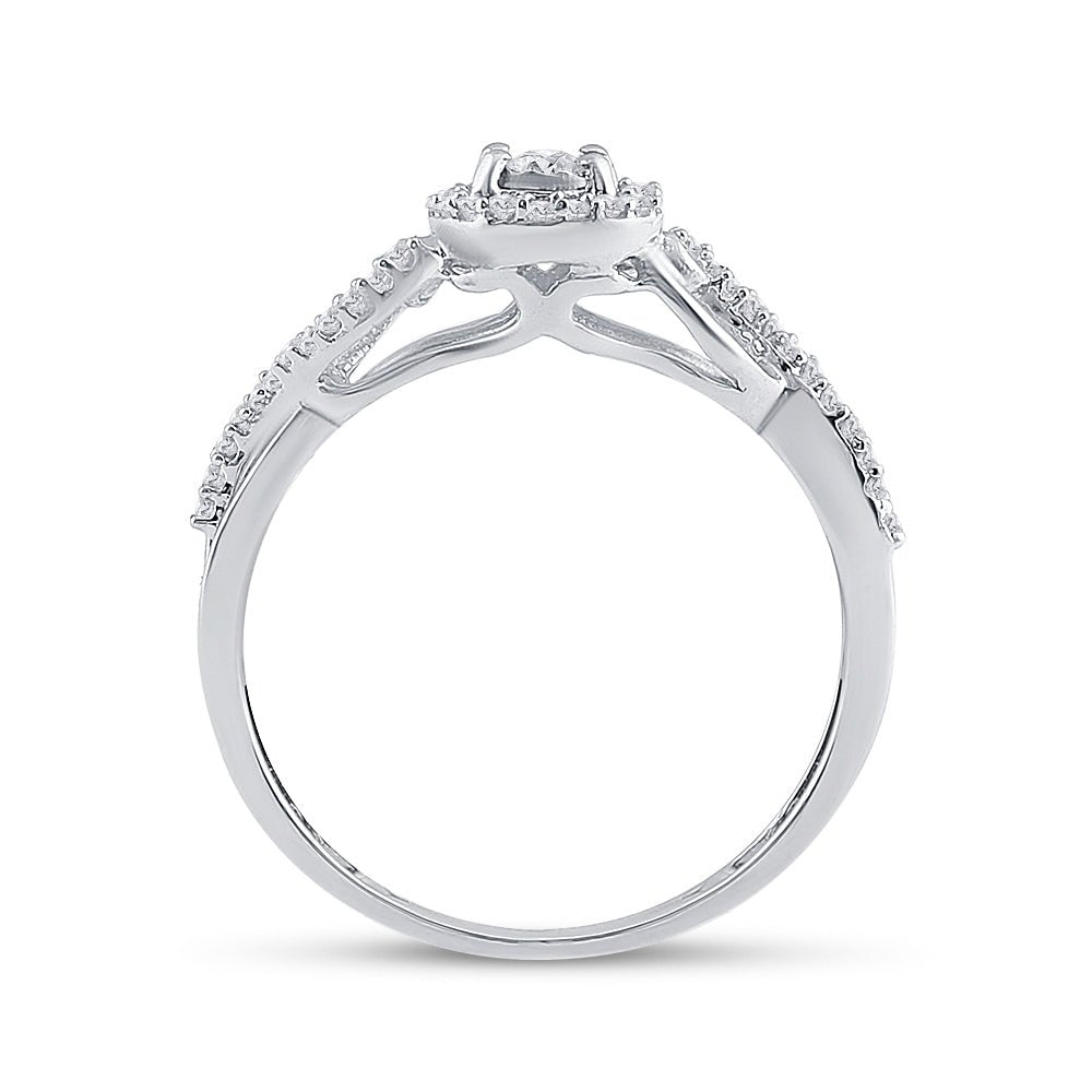 Sterling Silver Round Diamond Halo Promise Bridal Ring 1/5 Cttw - Splendid Jewellery
