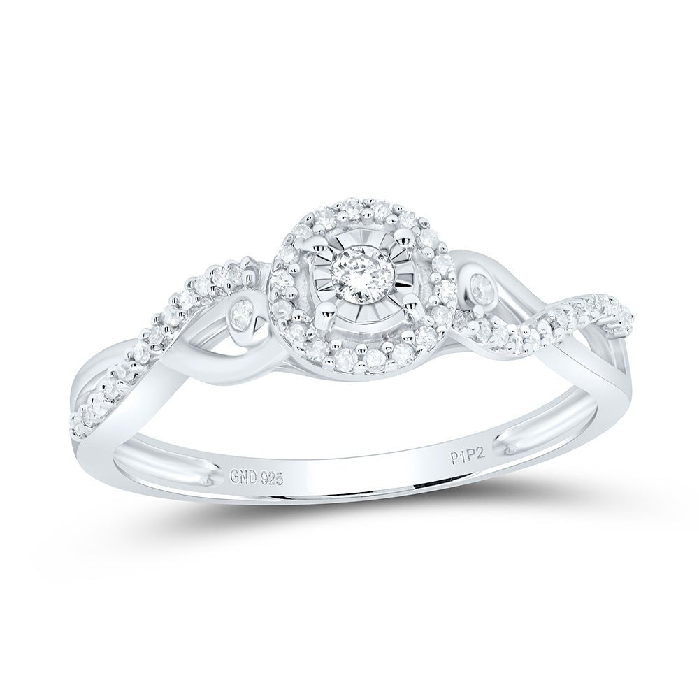 Sterling Silver Round Diamond Halo Promise Bridal Ring 1/5 Cttw - Splendid Jewellery