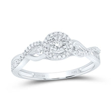 Load image into Gallery viewer, Sterling Silver Round Diamond Halo Promise Bridal Ring 1/5 Cttw - Splendid Jewellery