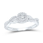Sterling Silver Round Diamond Halo Promise Bridal Ring 1/5 Cttw - Splendid Jewellery