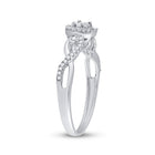 Sterling Silver Round Diamond Halo Promise Bridal Ring 1/5 Cttw - Splendid Jewellery