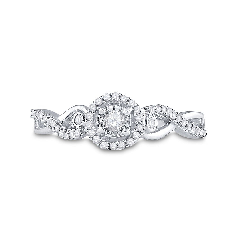 Sterling Silver Round Diamond Halo Promise Bridal Ring 1/5 Cttw - Splendid Jewellery
