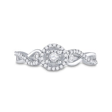 Load image into Gallery viewer, Sterling Silver Round Diamond Halo Promise Bridal Ring 1/5 Cttw - Splendid Jewellery