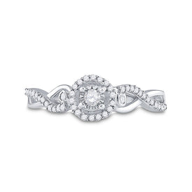 Sterling Silver Round Diamond Halo Promise Bridal Ring 1/5 Cttw - Splendid Jewellery