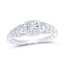 Load image into Gallery viewer, Sterling Silver Round Diamond Heart Bridal Wedding Engagement Ring 1/5 Cttw - Splendid Jewellery