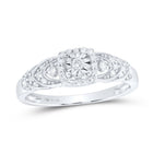 Sterling Silver Round Diamond Heart Bridal Wedding Engagement Ring 1/5 Cttw - Splendid Jewellery