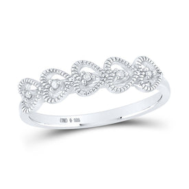 Sterling Silver Round Diamond Heart Gift Ring 0.03 Cttw - Splendid Jewellery