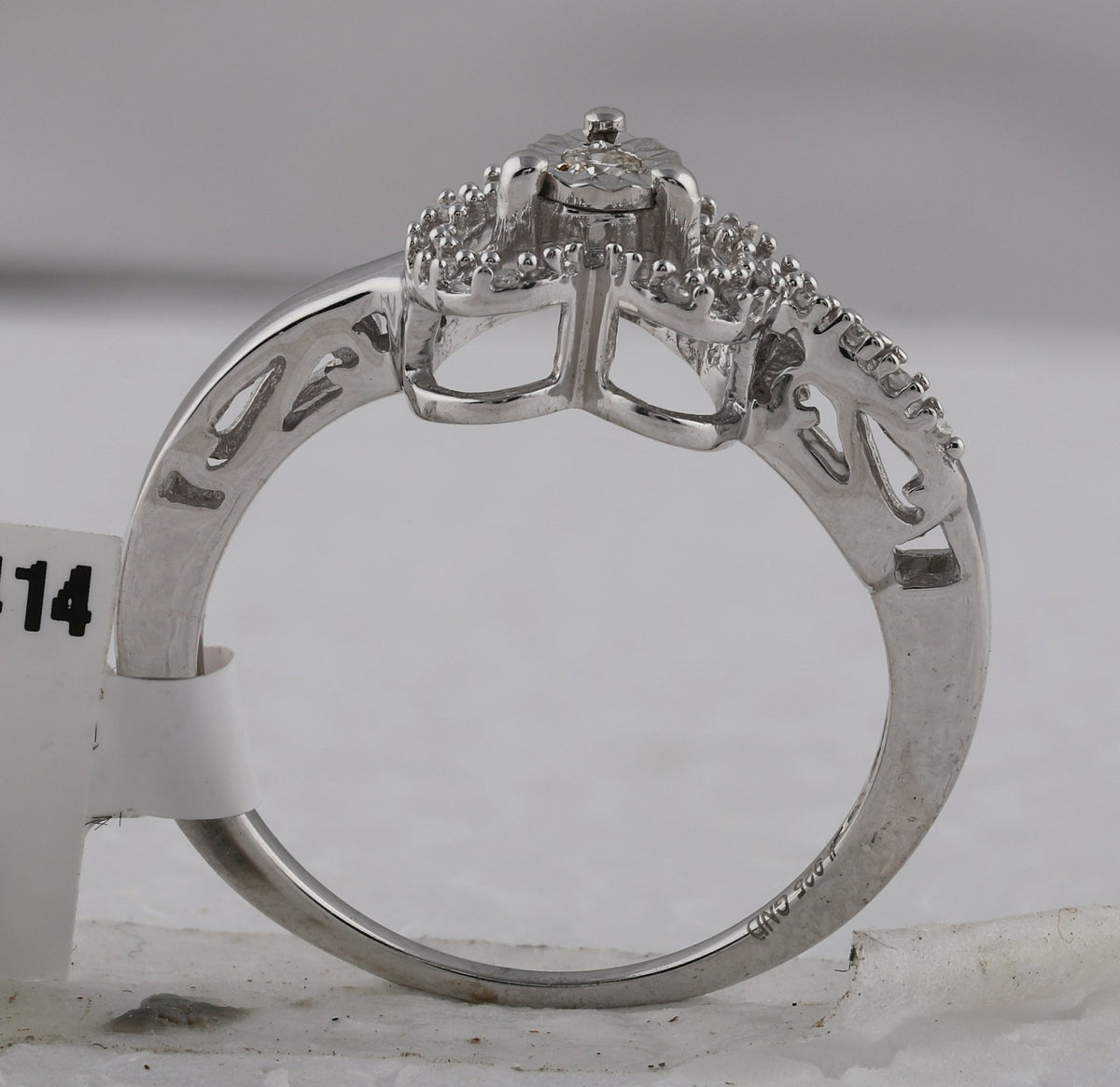 Sterling Silver Round Diamond Heart Promise Ring 1/10 Cttw - Splendid Jewellery