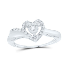 Load image into Gallery viewer, Sterling Silver Round Diamond Heart Promise Ring 1/10 Cttw - Splendid Jewellery