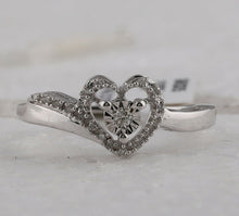 Load image into Gallery viewer, Sterling Silver Round Diamond Heart Promise Ring 1/10 Cttw - Splendid Jewellery