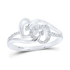 Sterling Silver Round Diamond Heart Ring 1/10 Cttw - Splendid Jewellery