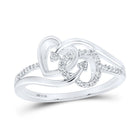 Sterling Silver Round Diamond Heart Ring 1/10 Cttw - Splendid Jewellery