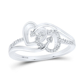 Sterling Silver Round Diamond Heart Ring 1/10 Cttw - Splendid Jewellery