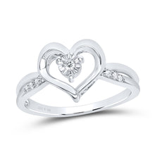 Load image into Gallery viewer, Sterling Silver Round Diamond Heart Ring 1/20 Cttw - Splendid Jewellery
