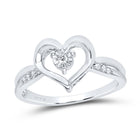 Sterling Silver Round Diamond Heart Ring 1/20 Cttw - Splendid Jewellery