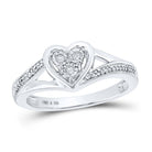 Sterling Silver Round Diamond Heart Ring 1/20 Cttw - Splendid Jewellery