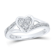 Load image into Gallery viewer, Sterling Silver Round Diamond Heart Ring 1/20 Cttw - Splendid Jewellery