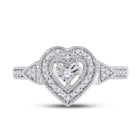 Sterling Silver Round Diamond Heart Ring 1/8 Cttw - Splendid Jewellery