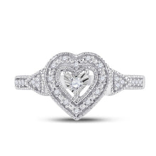 Load image into Gallery viewer, Sterling Silver Round Diamond Heart Ring 1/8 Cttw - Splendid Jewellery