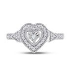 Sterling Silver Round Diamond Heart Ring 1/8 Cttw - Splendid Jewellery