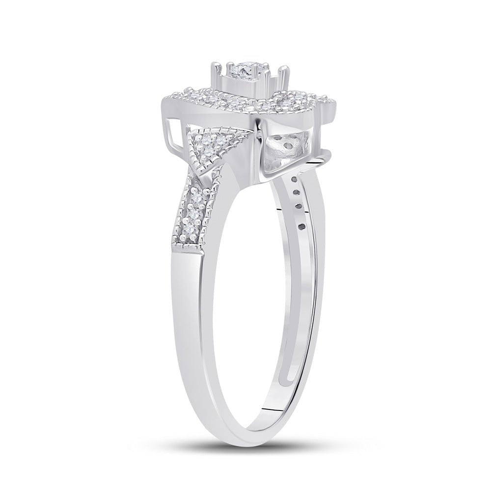 Sterling Silver Round Diamond Heart Ring 1/8 Cttw - Splendid Jewellery