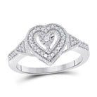 Sterling Silver Round Diamond Heart Ring 1/8 Cttw - Splendid Jewellery